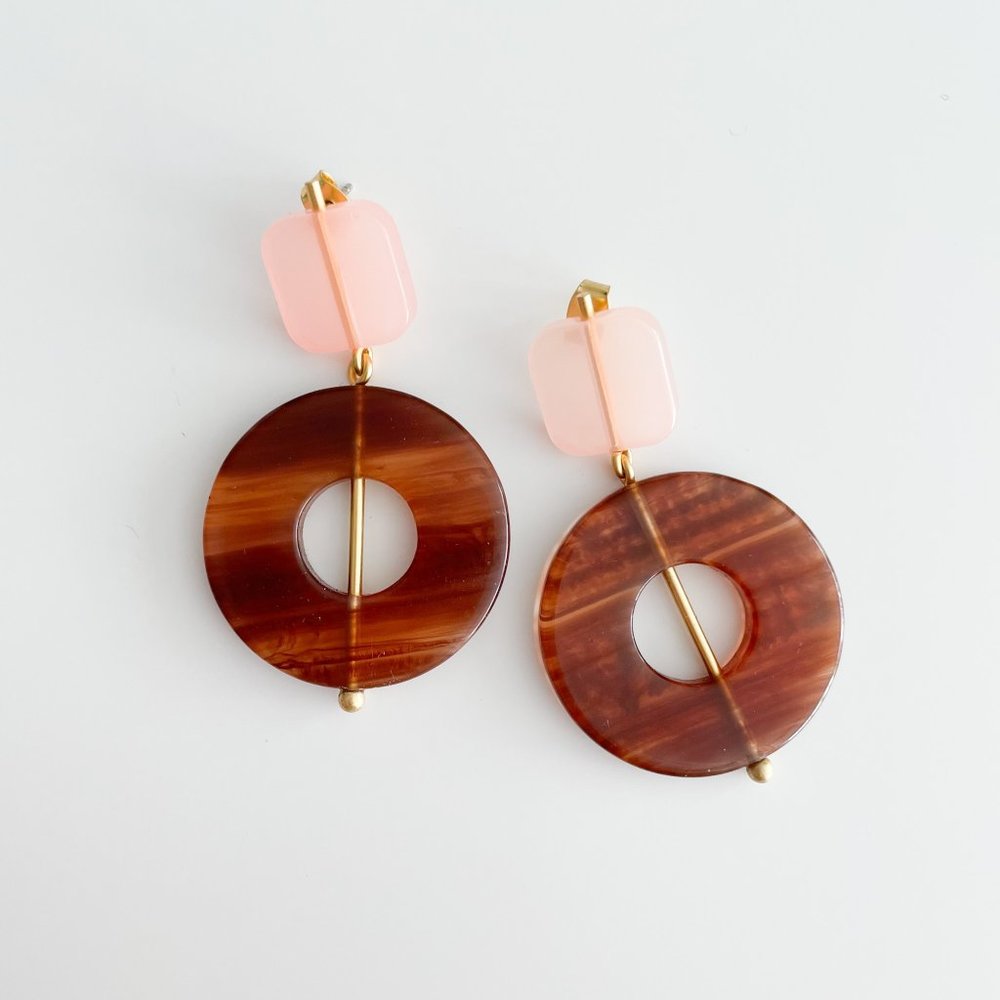 Madewell Linked Shapes Statement Earrings (Sweetheart Blush Combo)